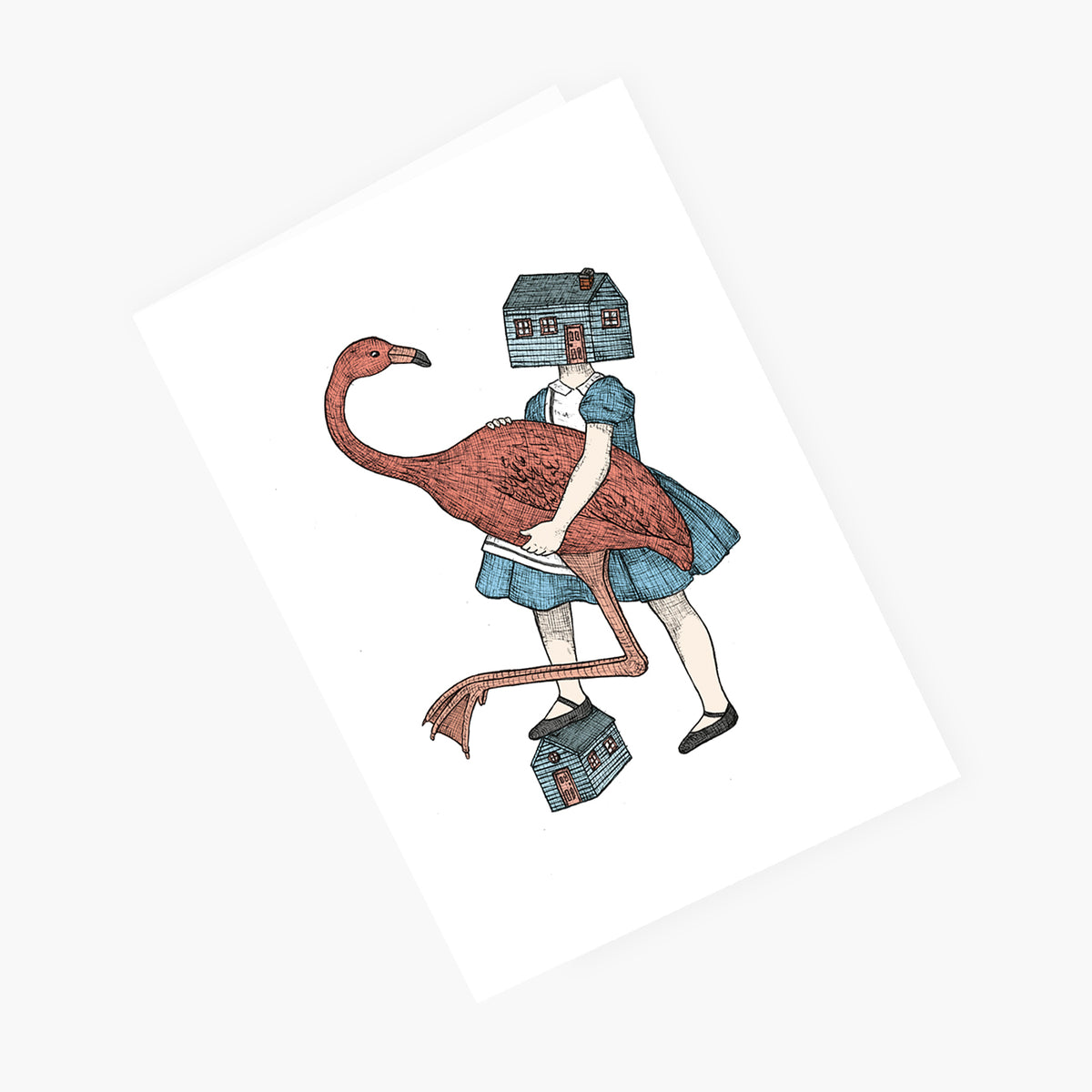 Alice and the Flamingo - Whimsical Greeting Cards