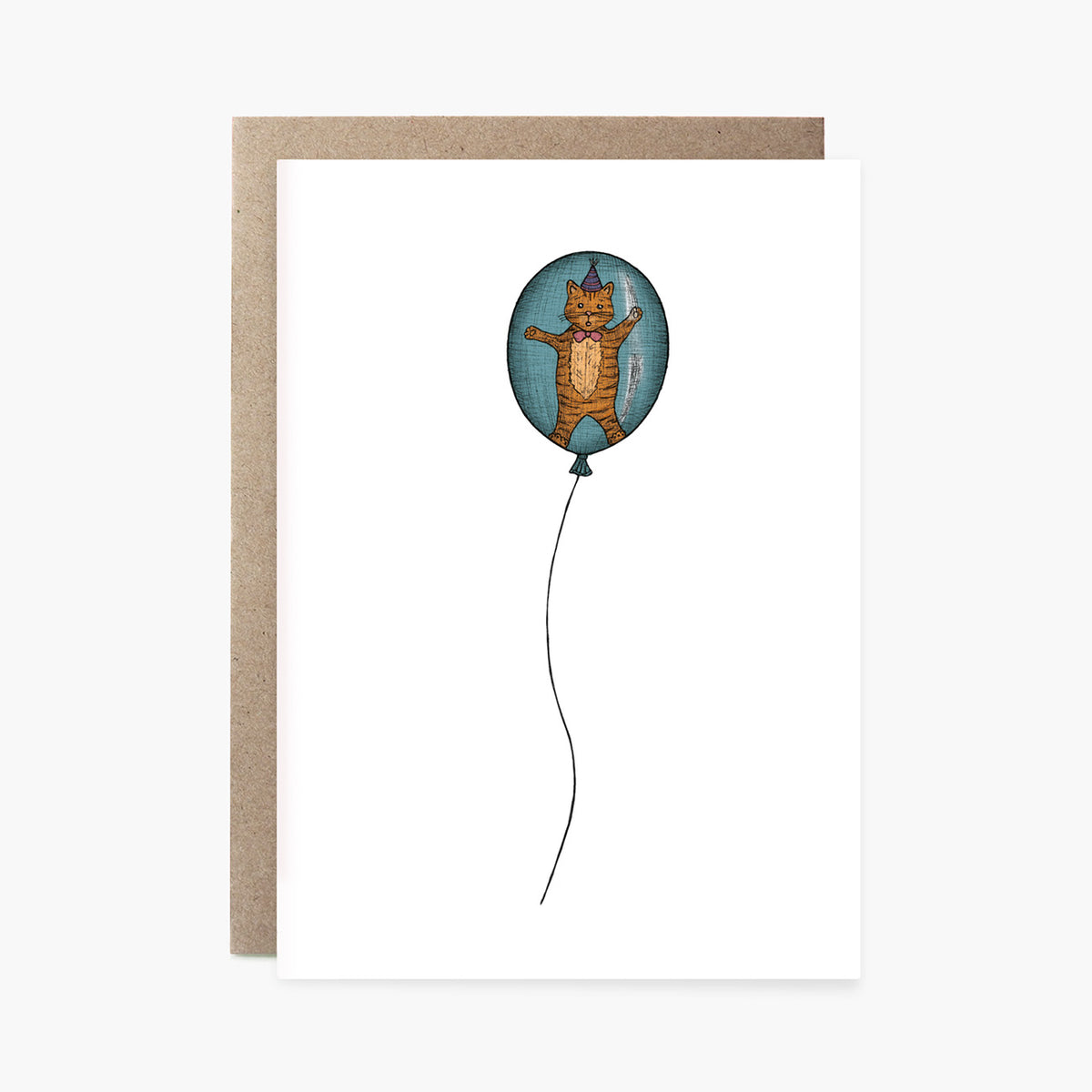 Cat in a Balloon - Happy Birthday Card