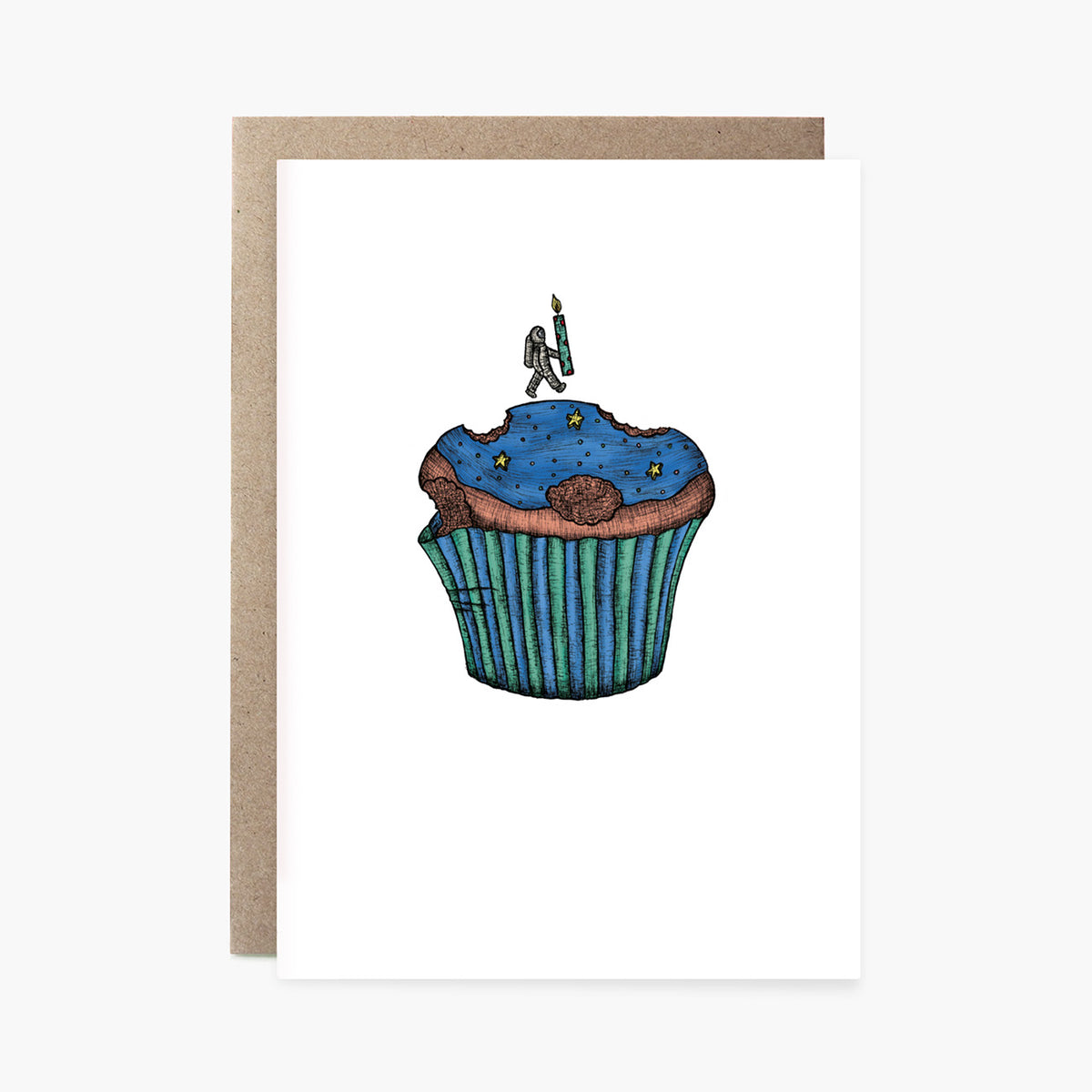 Cupcake Spaceman - Greeting Card