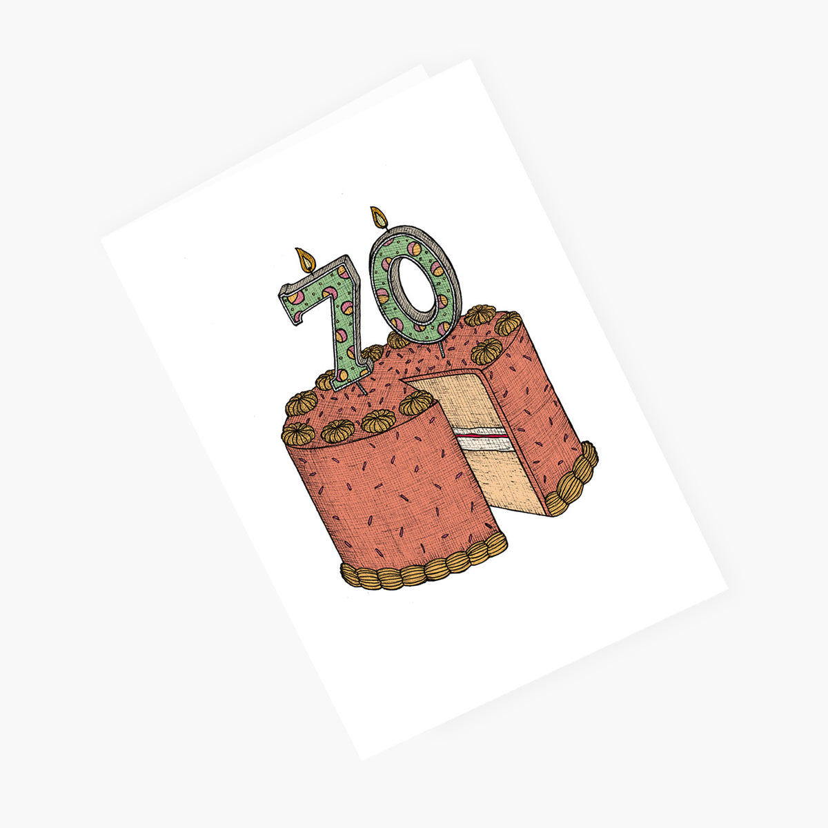Seventieth Birthday Cake - 70th Birthday Card