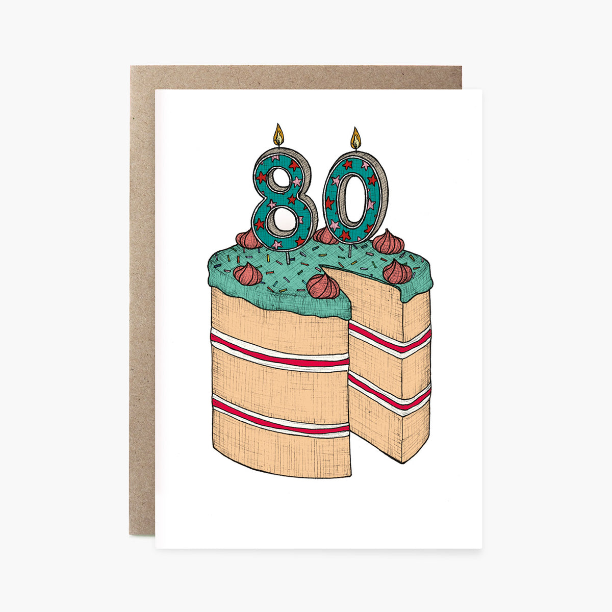 Eightieth Birthday Cake - 80th Birthday Card