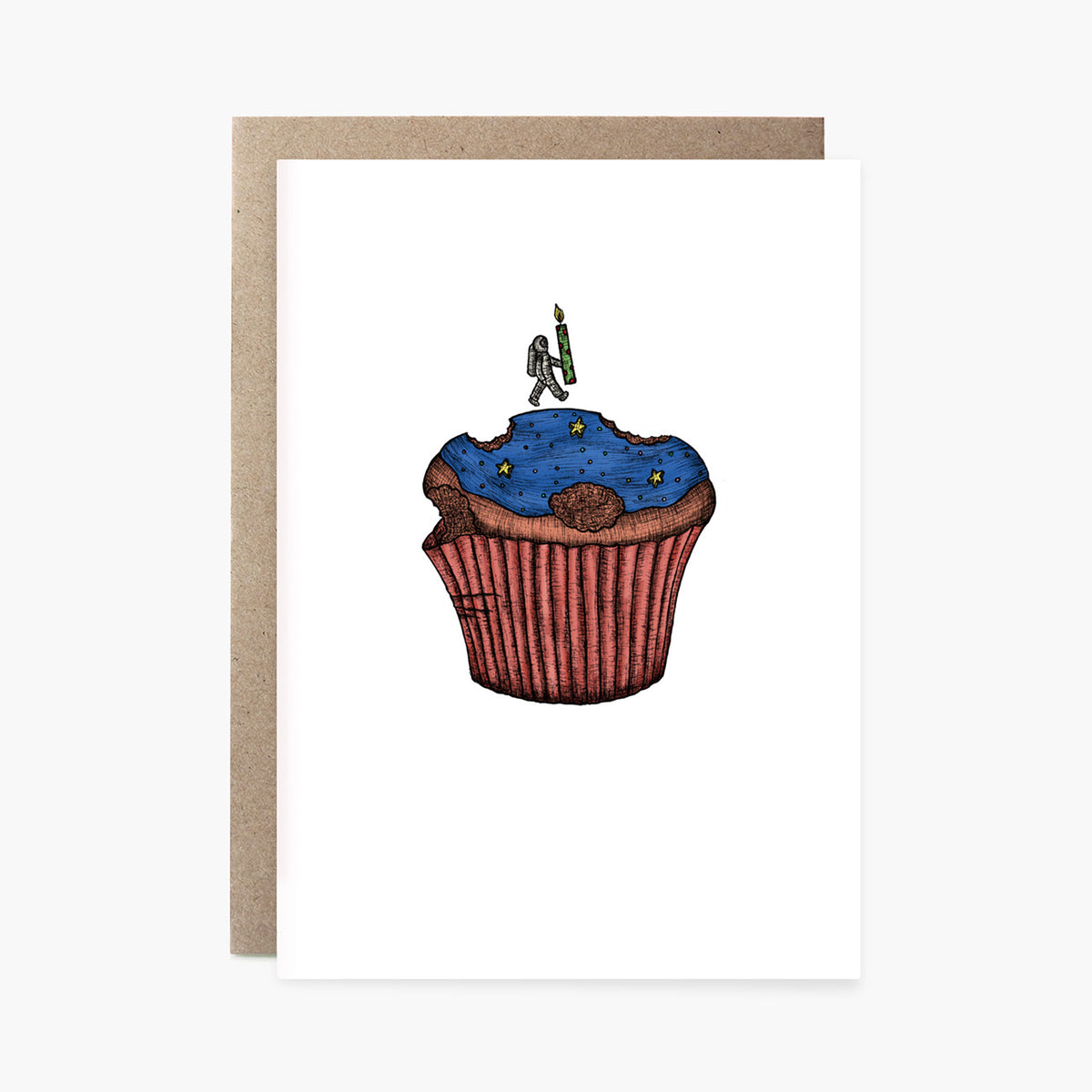 Cupcake Spaceman - Greeting Card