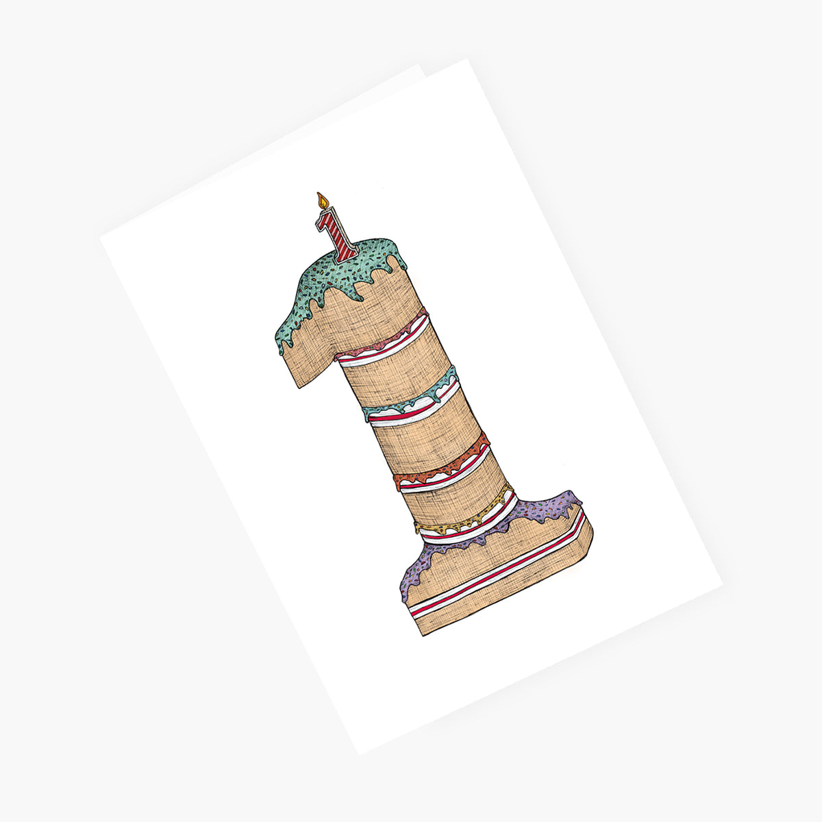 One Birthday Cake - 1st Birthday Card