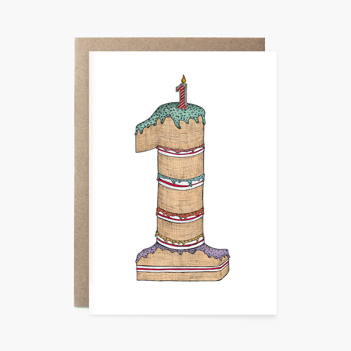 One Birthday Cake - 1st Birthday Card
