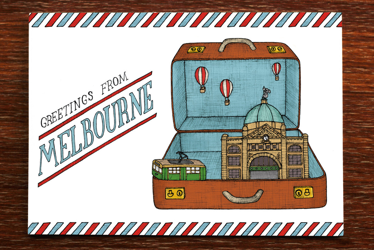 Melbourne Suitcase - Australian Postcard
