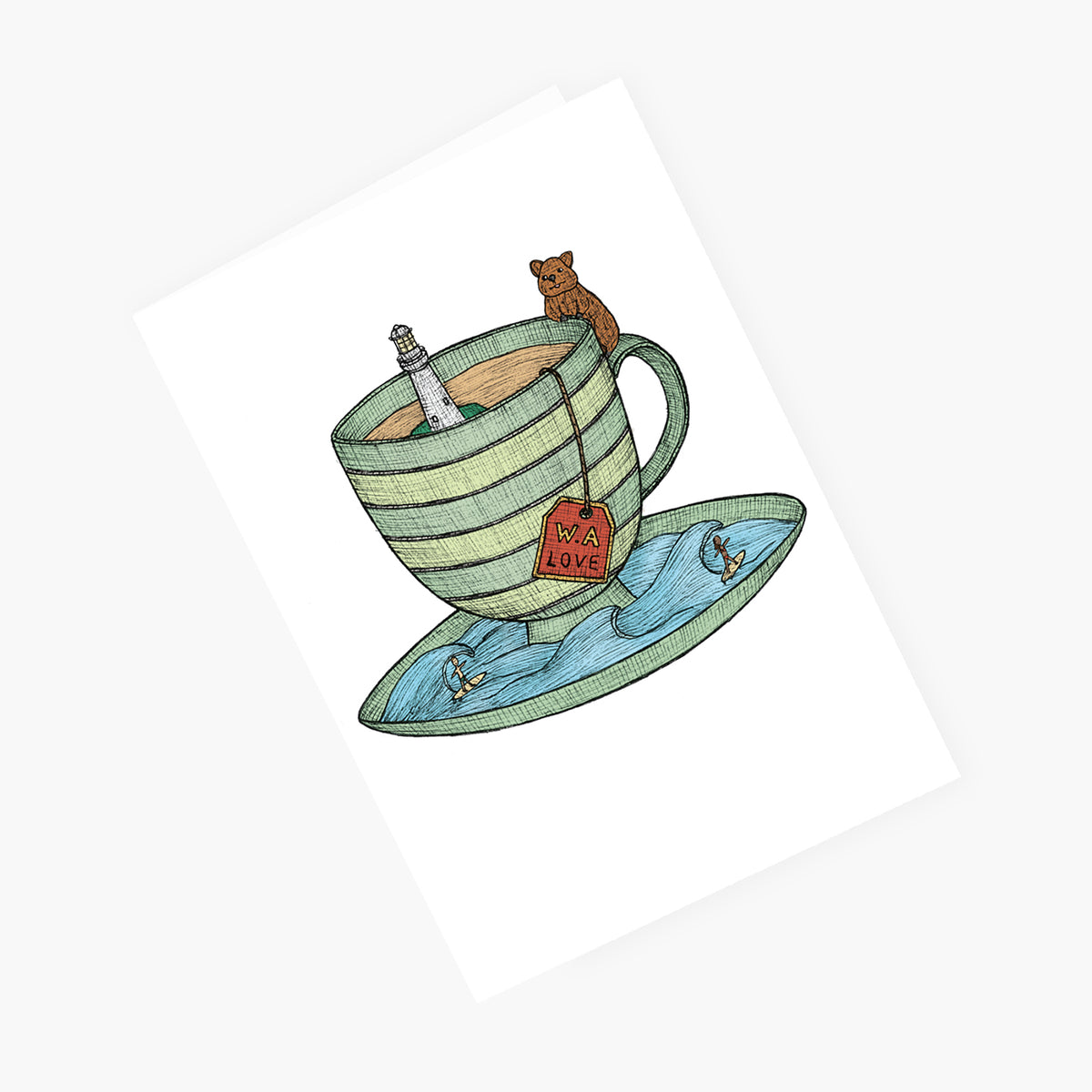 Western Australia Teacup - Australian Greeting Card