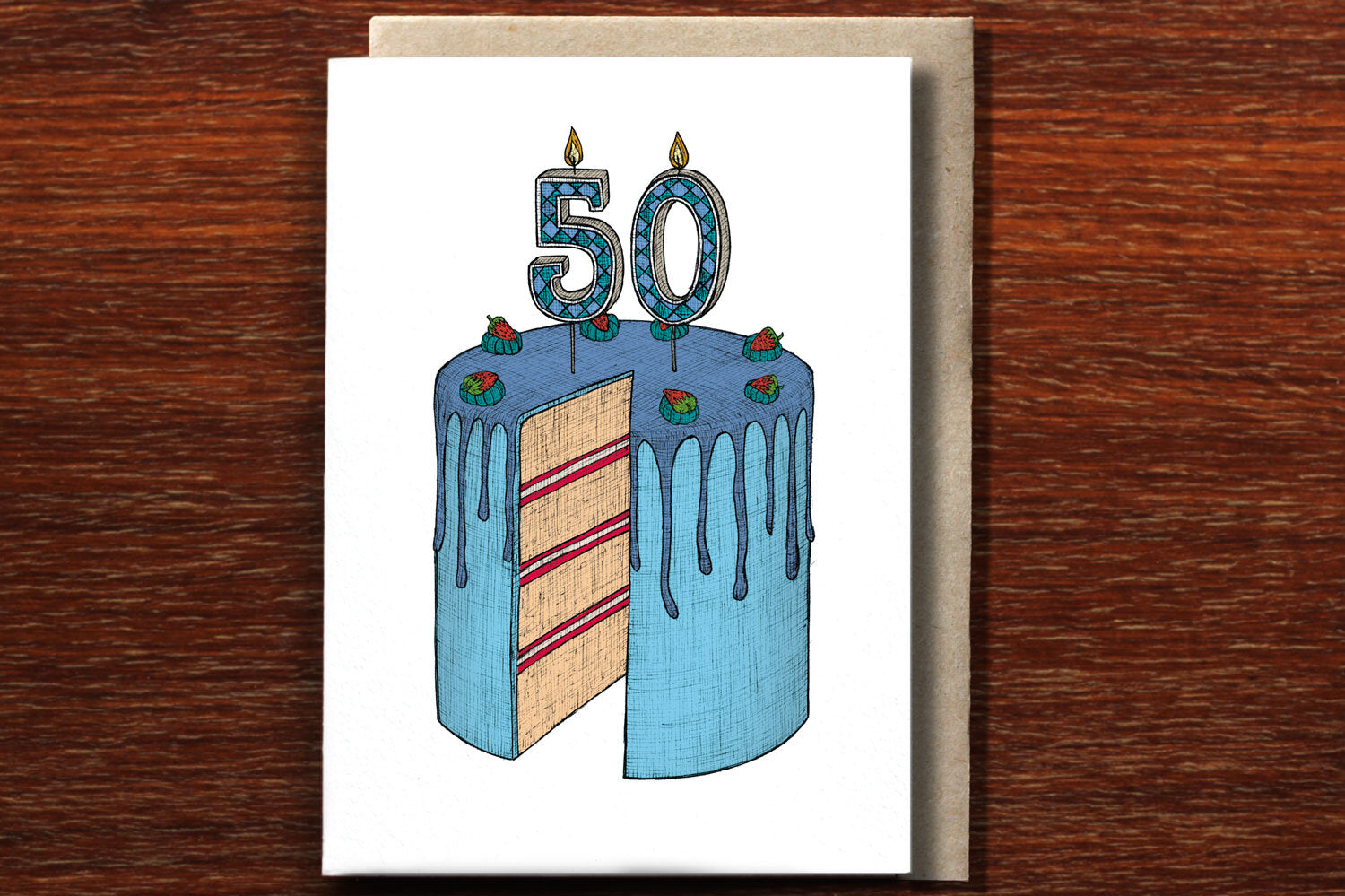 Fiftieth Birthday Cake - 50th Birthday Card