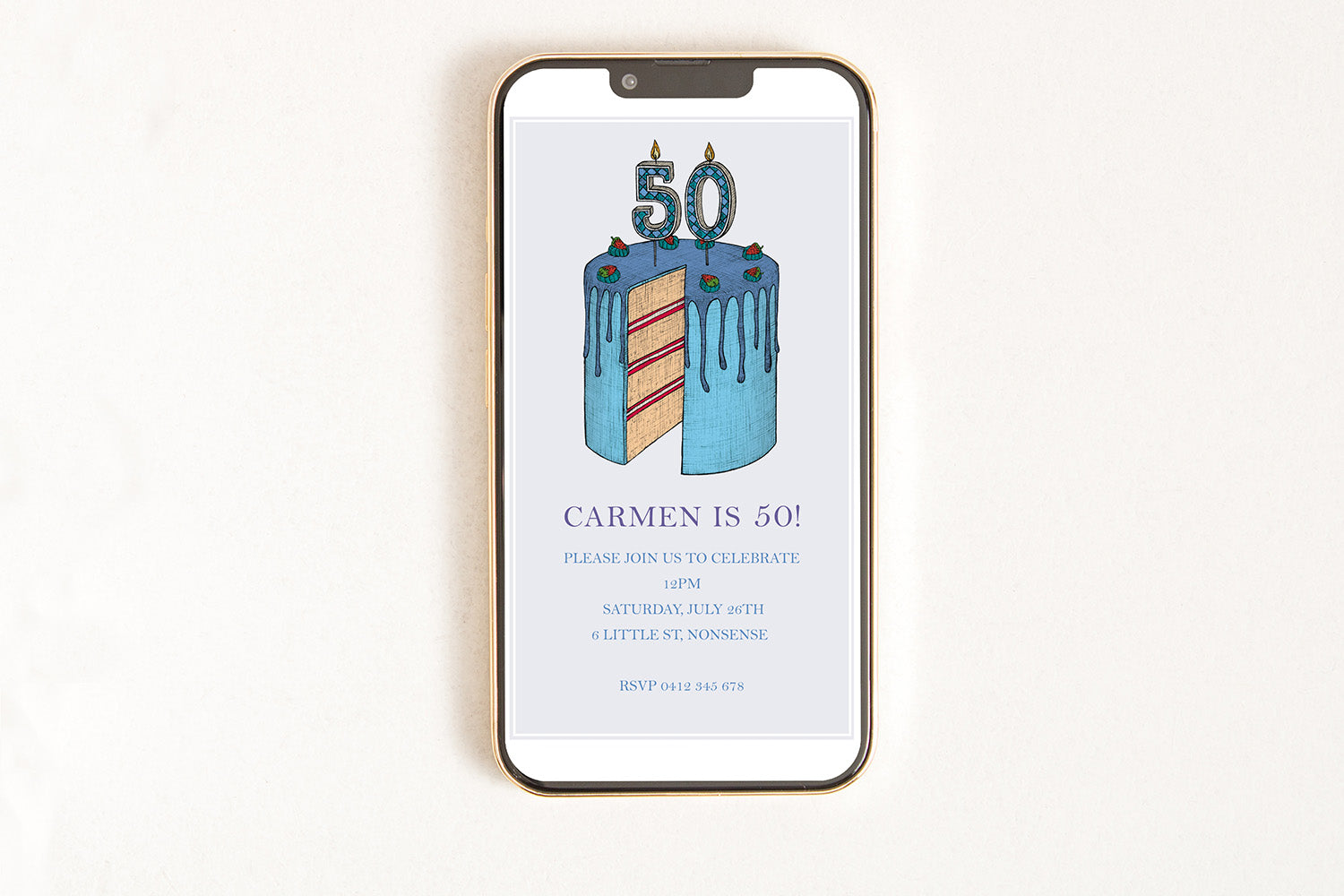 50th Birthday Cake - Digital Invitation