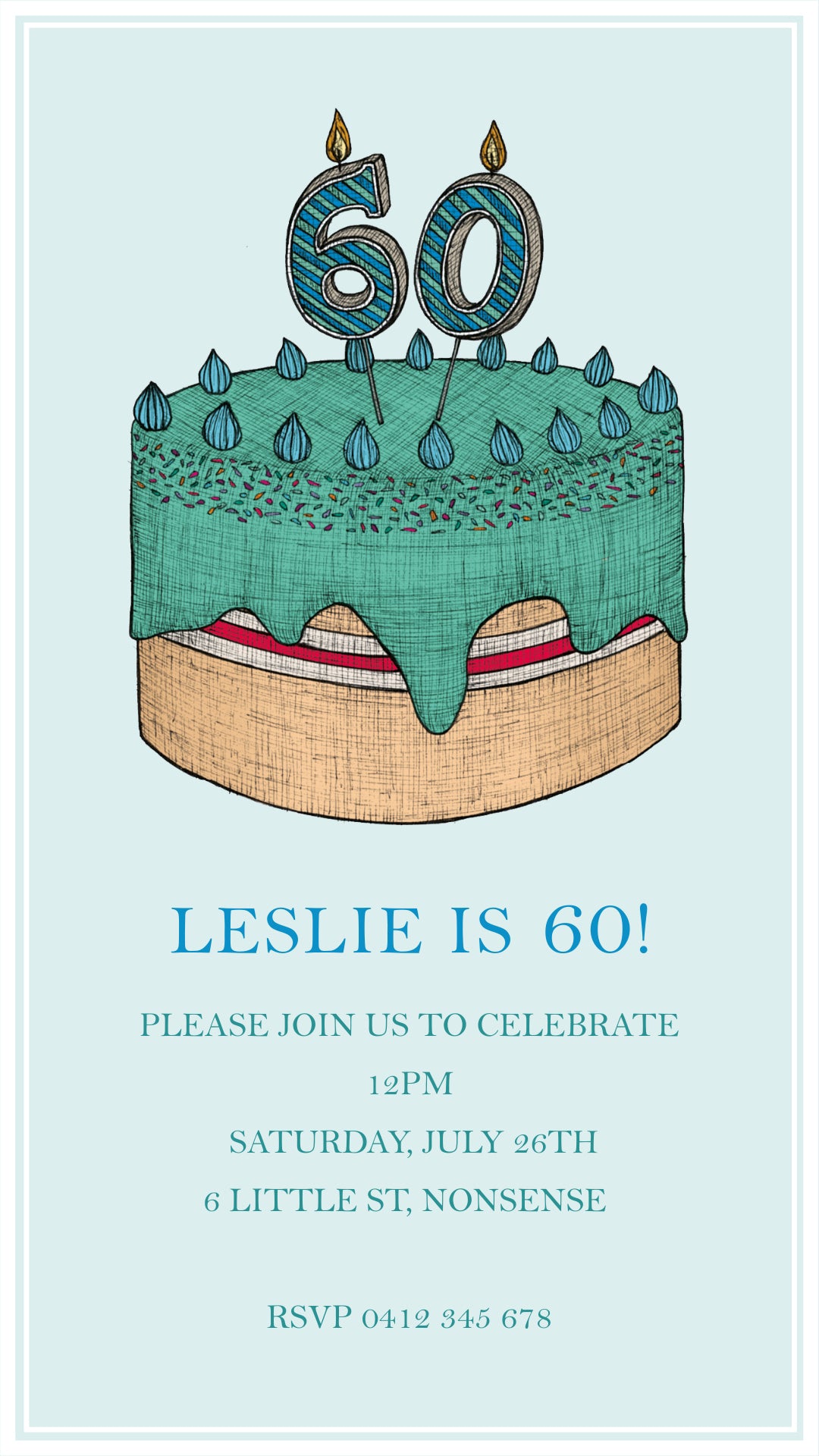 60th Birthday Cake - Digital Invitation