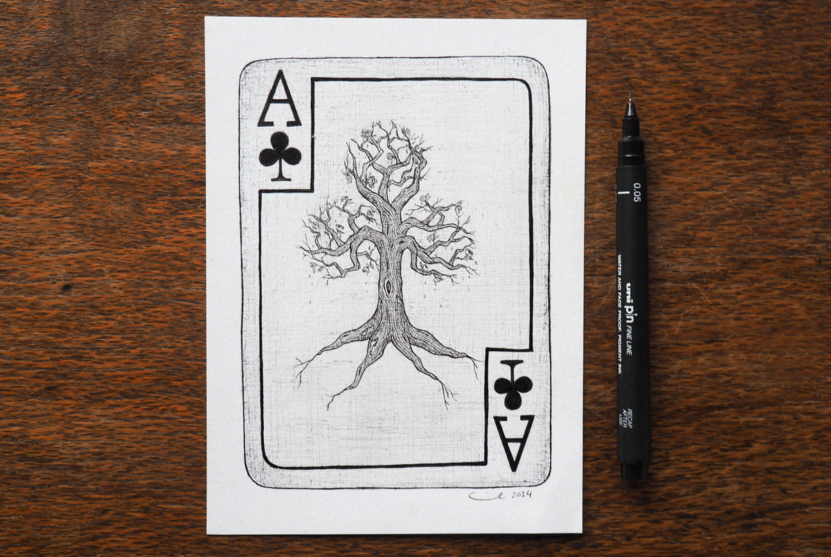 Ace of Clubs Original - Alice in Wonderland art