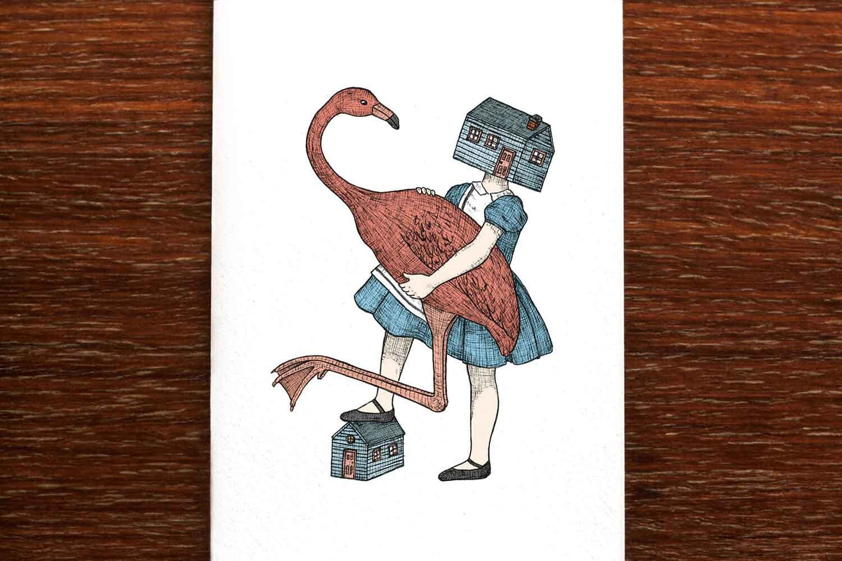 Alice and the Flamingo - Whimsical Greeting Cards