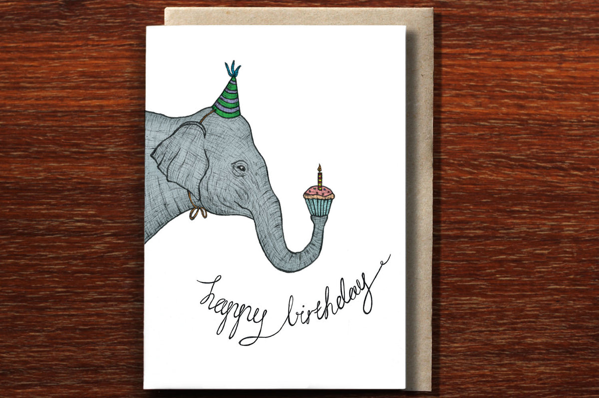 Birthday Elephant - Happy Birthday Card