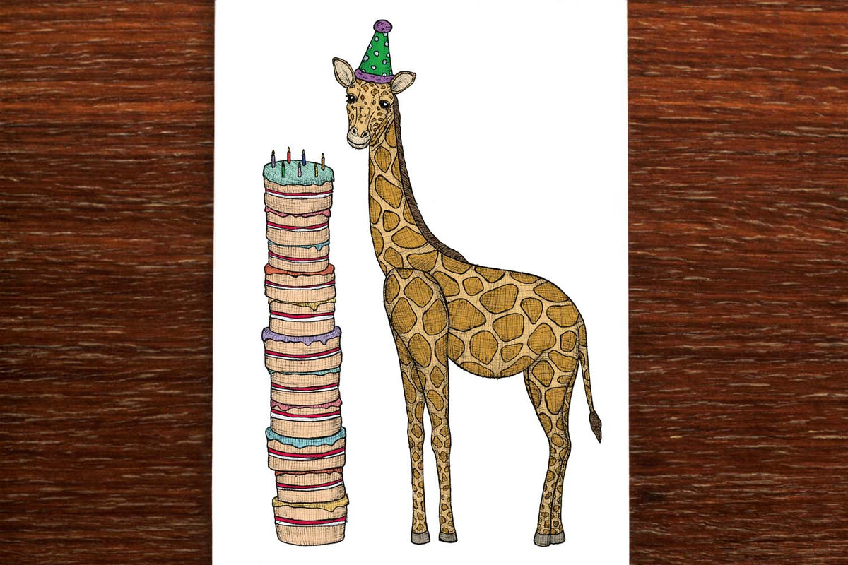 Birthday Giraffe - Happy Birthday Card