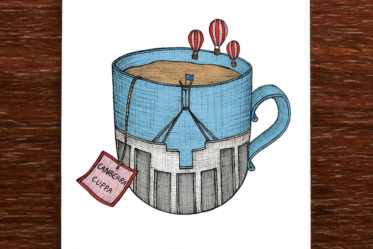 Canberra Teacup - Australian Greeting Card