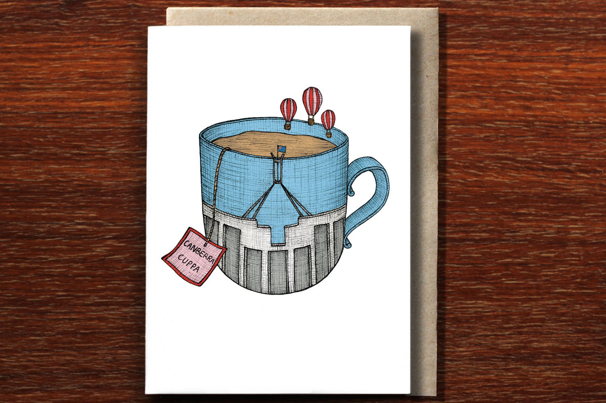 Canberra Teacup - Australian Greeting Card