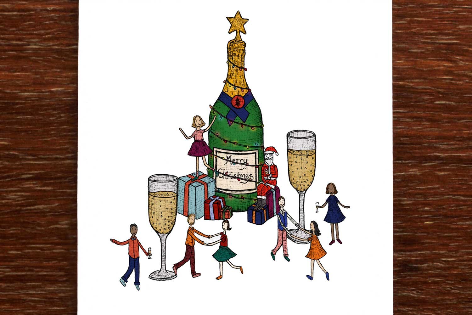 Champagne Christmas Party - Christmas Card