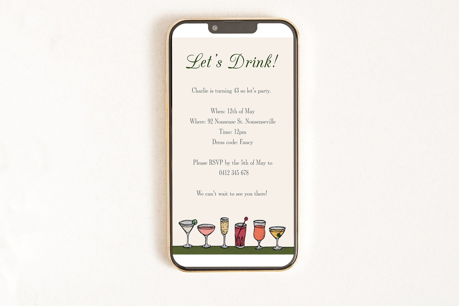 Cocktail Party Drinks - Digital Invitation