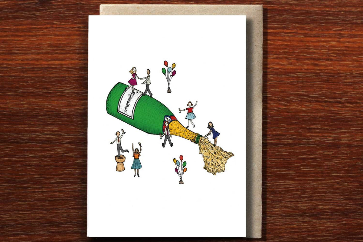 Congratulations Champagne Party - Greeting Card