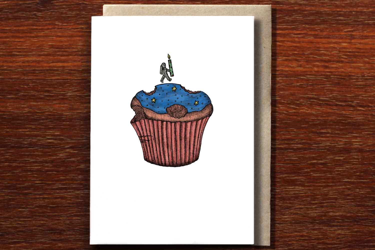 Cupcake Spaceman - Greeting Card