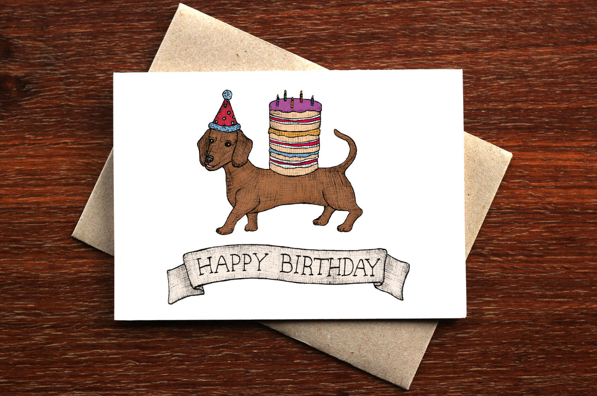 Sausage Dog Birthday - Happy Birthday Card
