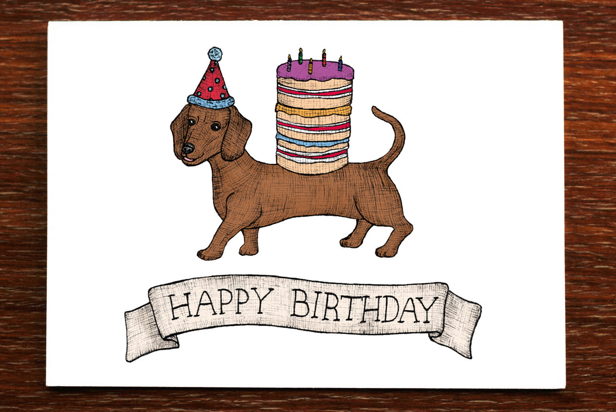 Sausage Dog Birthday - Happy Birthday Card