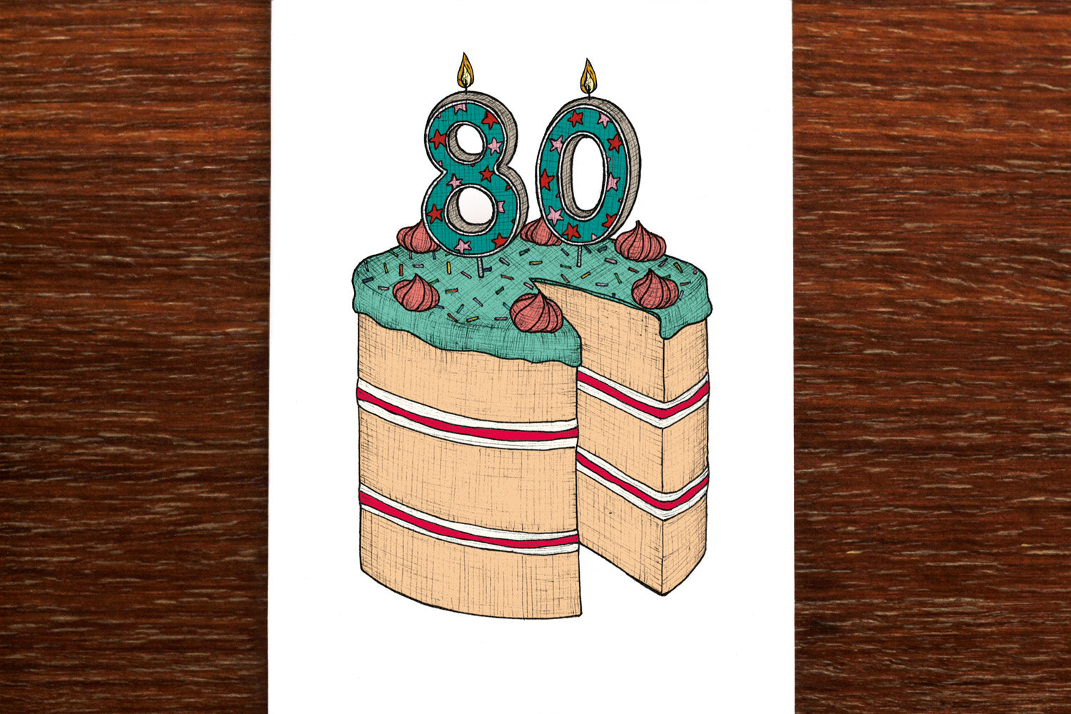 Eightieth Birthday Cake - 80th Birthday Card