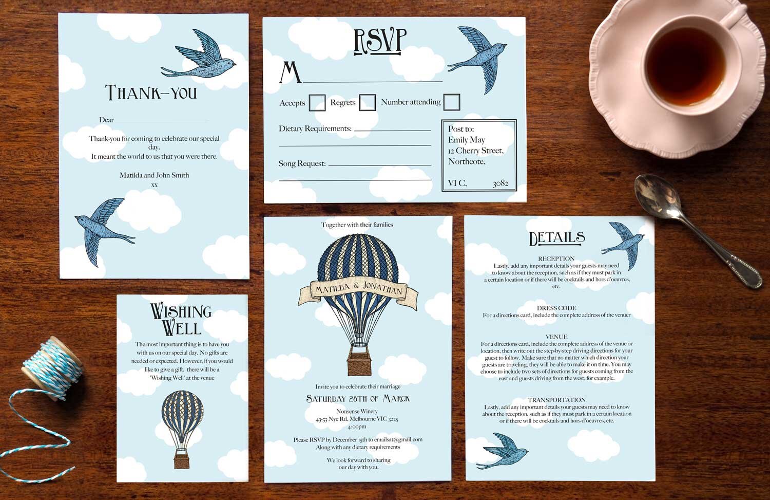 Birds & Balloons - Wedding Thank You