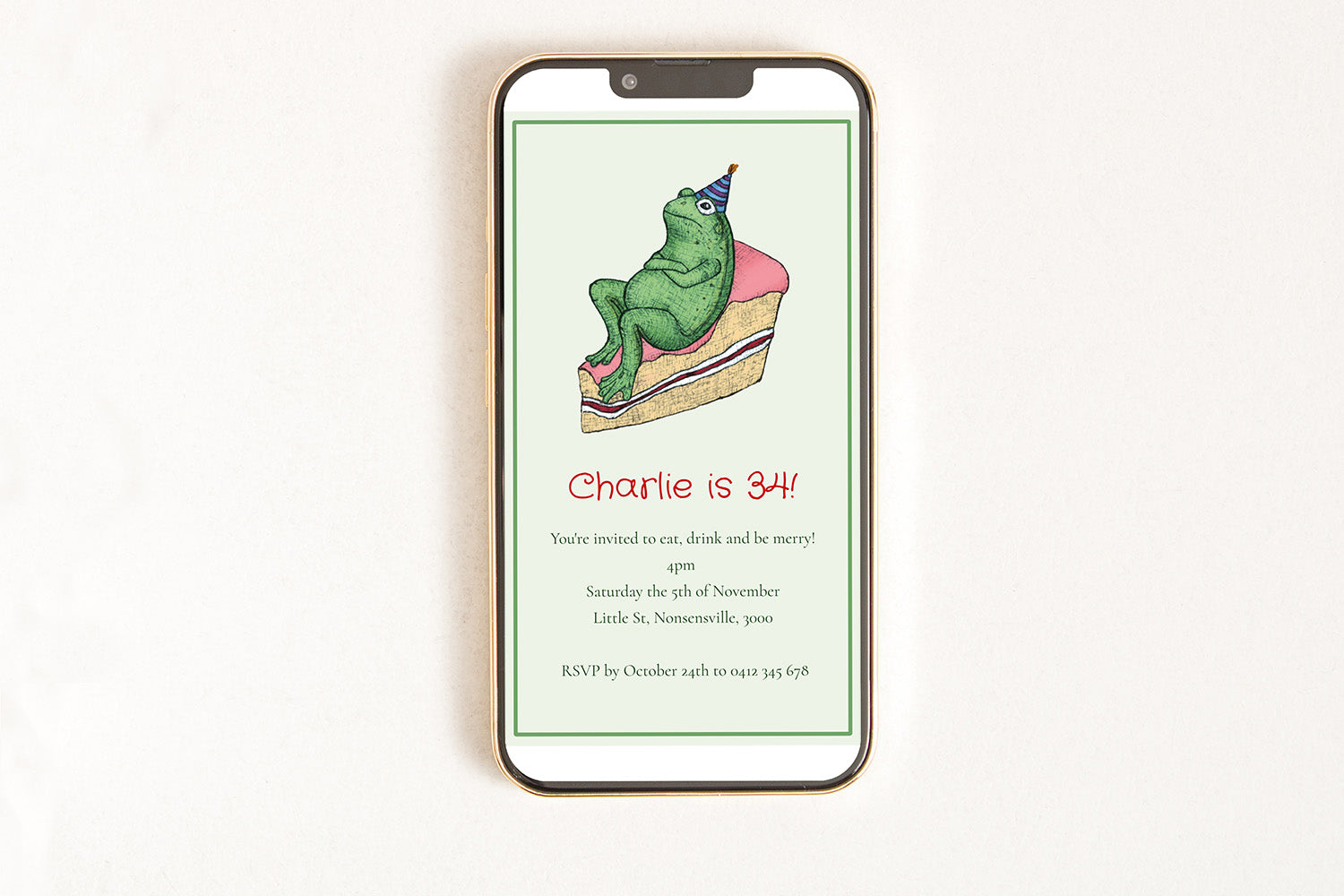 Birthday Party Frog - Digital Invitation