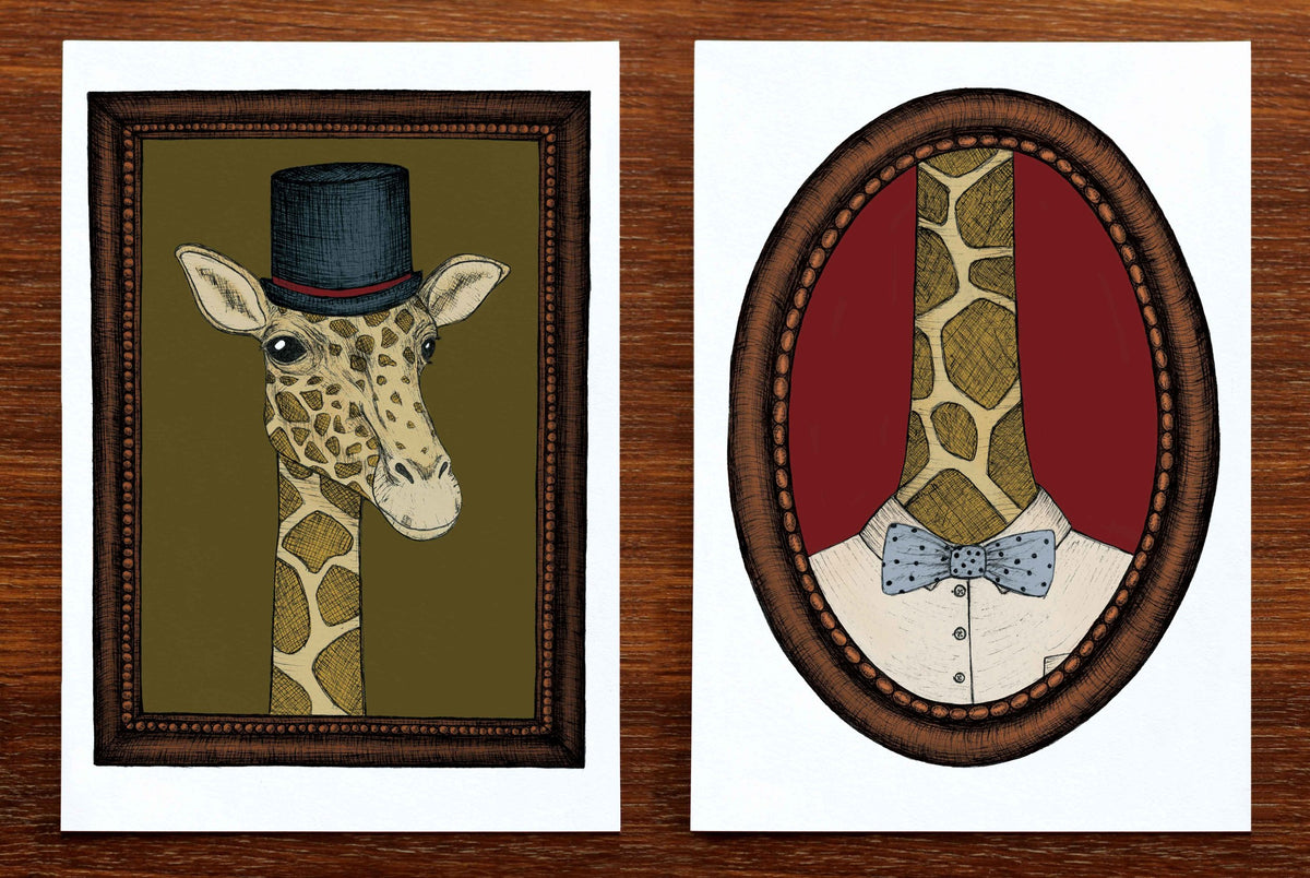 Gerald the giraffe artwork side by side head and neck