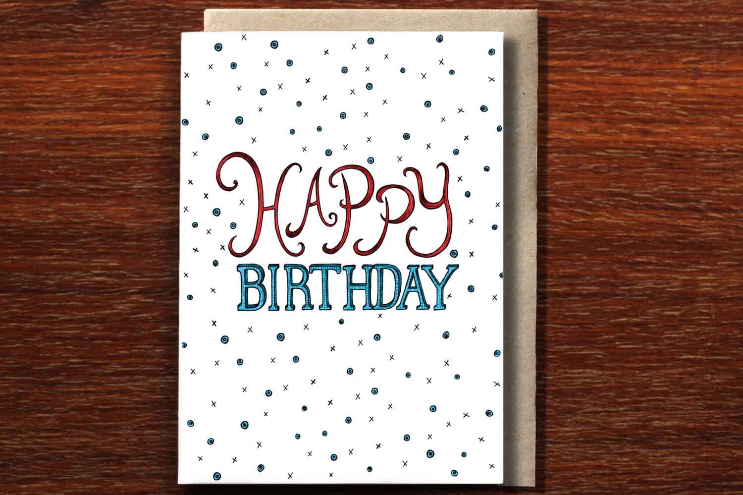 Happy Birthday Spots and Crosses - Birthday Card