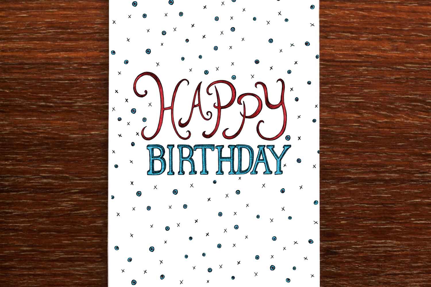 Happy Birthday Spots and Crosses - Birthday Card