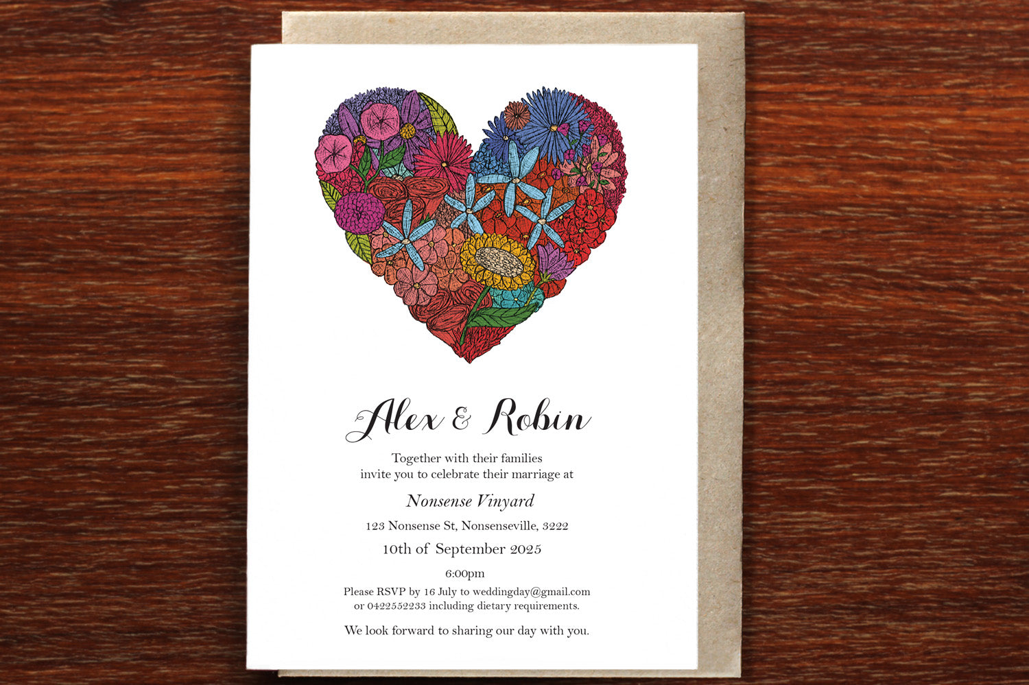 Heart of Flowers - Wedding Invitation