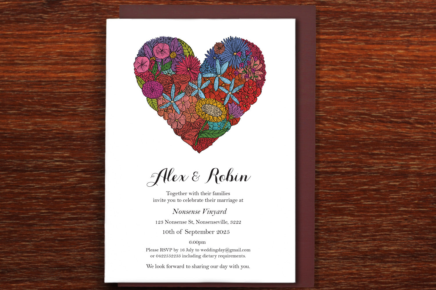 Heart of Flowers - Wedding Invitation