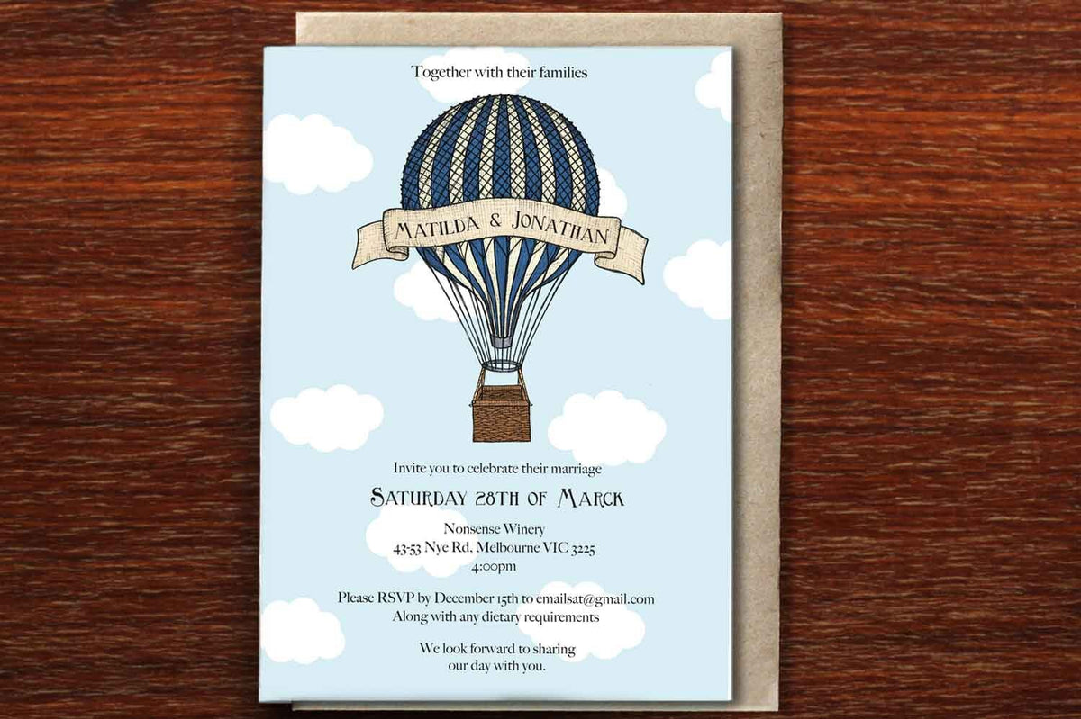 Birds & Balloons - Wedding Invitation Complete Set