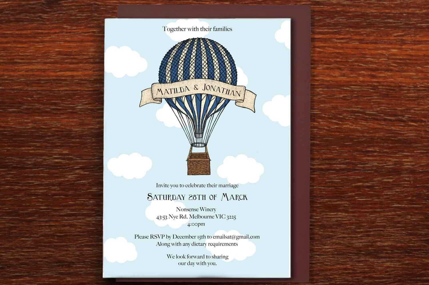 Birds &amp; Balloons - Wedding Invitation Complete Set