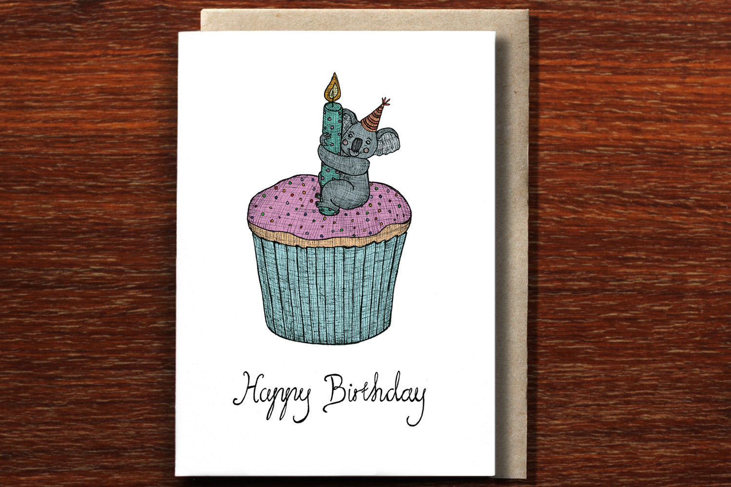 Koala Cupcake - Australian Birthday Card