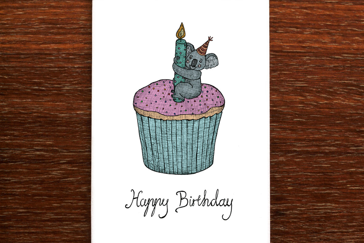 Koala Cupcake - Australian Birthday Card