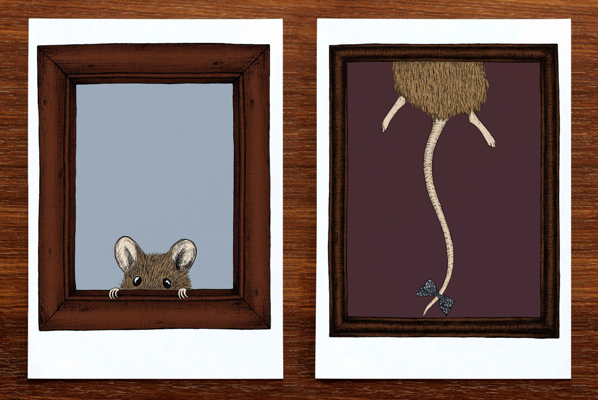 Marlon the mouse artwork side by side head and tail
