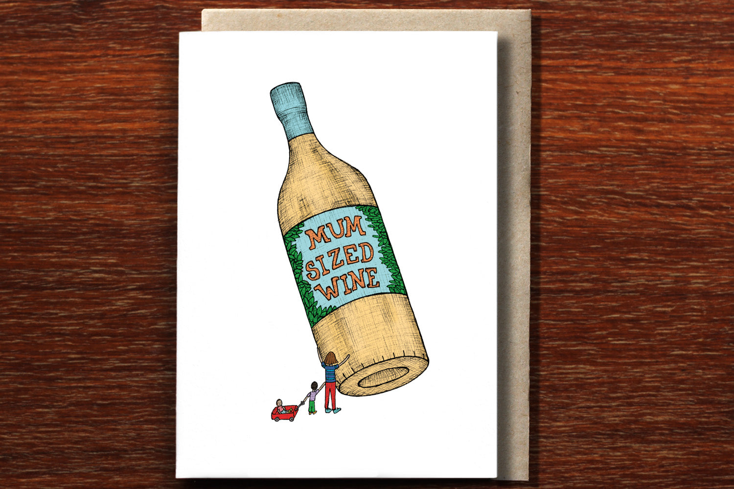 Mum Sized Wine - Greeting Card