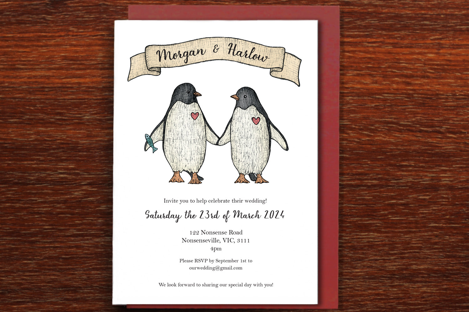 Penguin Love - Wedding Invitation