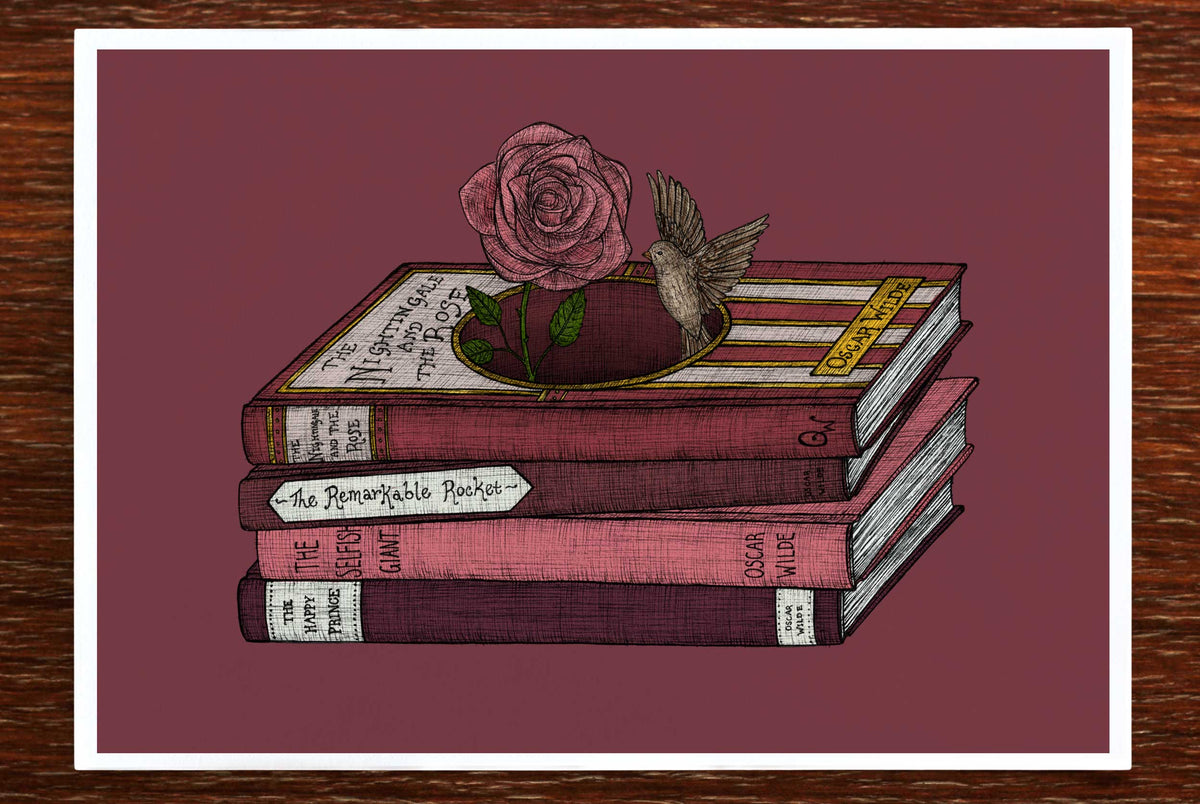 Oscar Wilde art print on a wooden backdrop