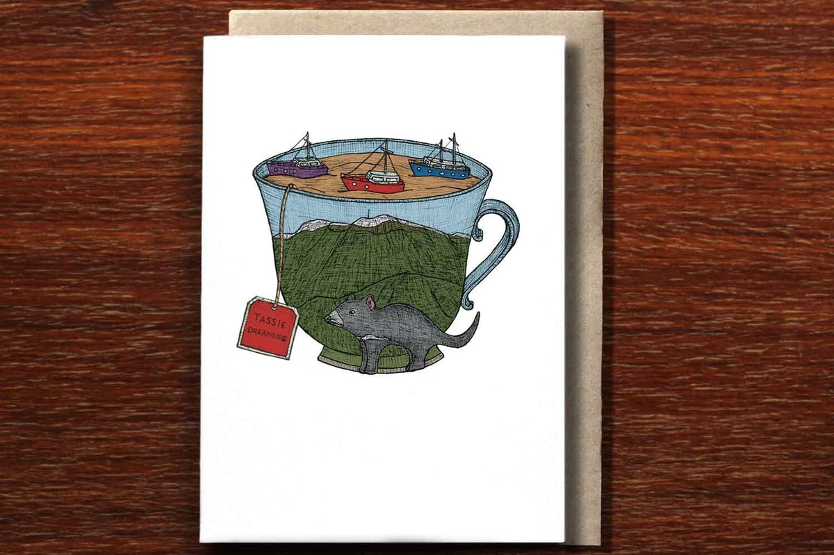 Tassie Teacup - Australian Greeting Card