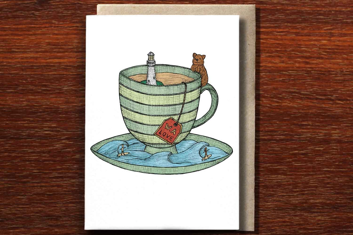 Western Australia Teacup - Australian Greeting Card