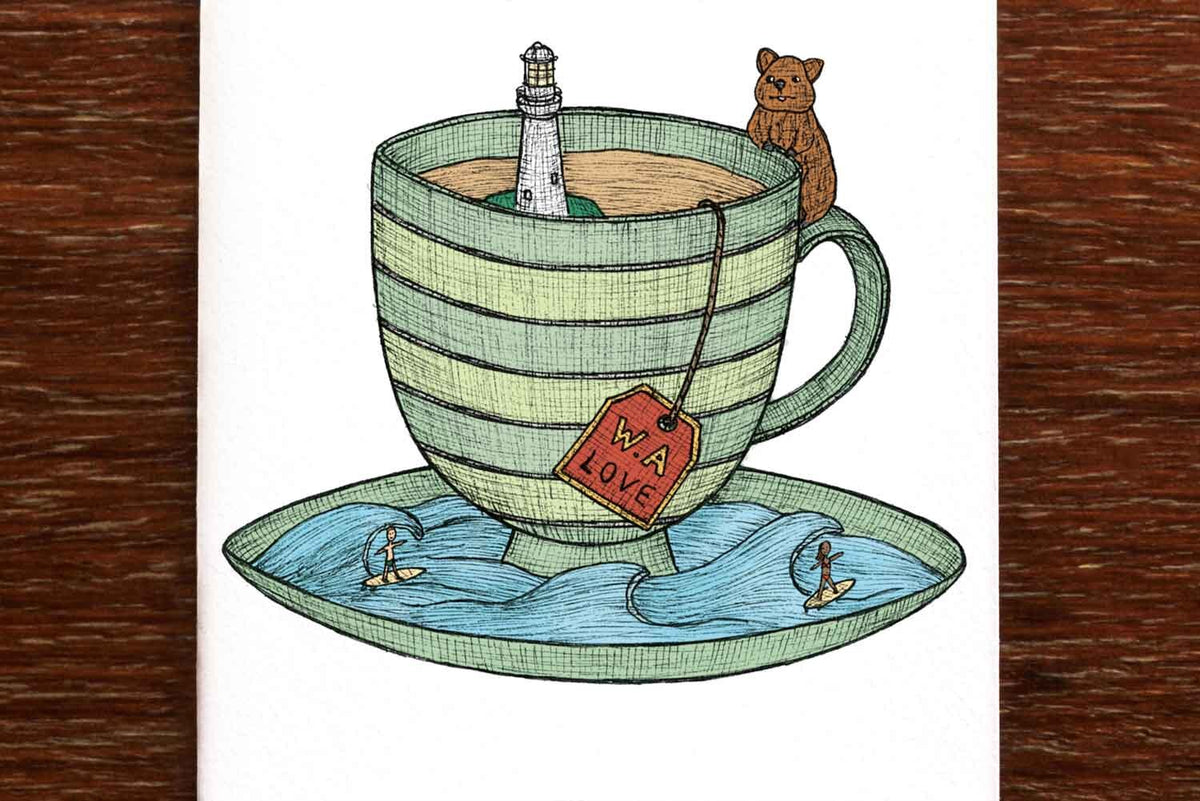 Western Australia Teacup - Australian Greeting Card