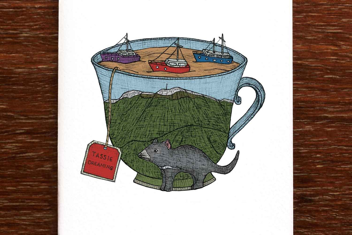 Tassie Teacup - Australian Greeting Card
