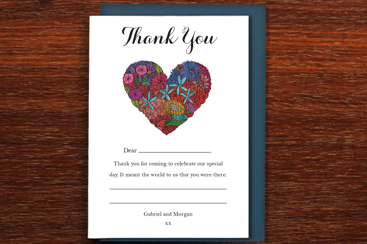 Heart of Flowers - Wedding Thank you