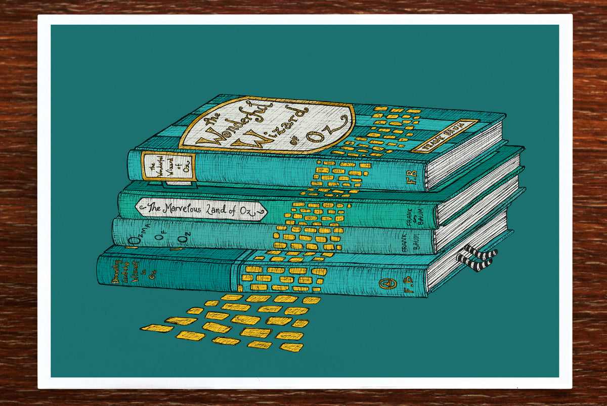 The Wizard of Oz art print on a wooden backdrop