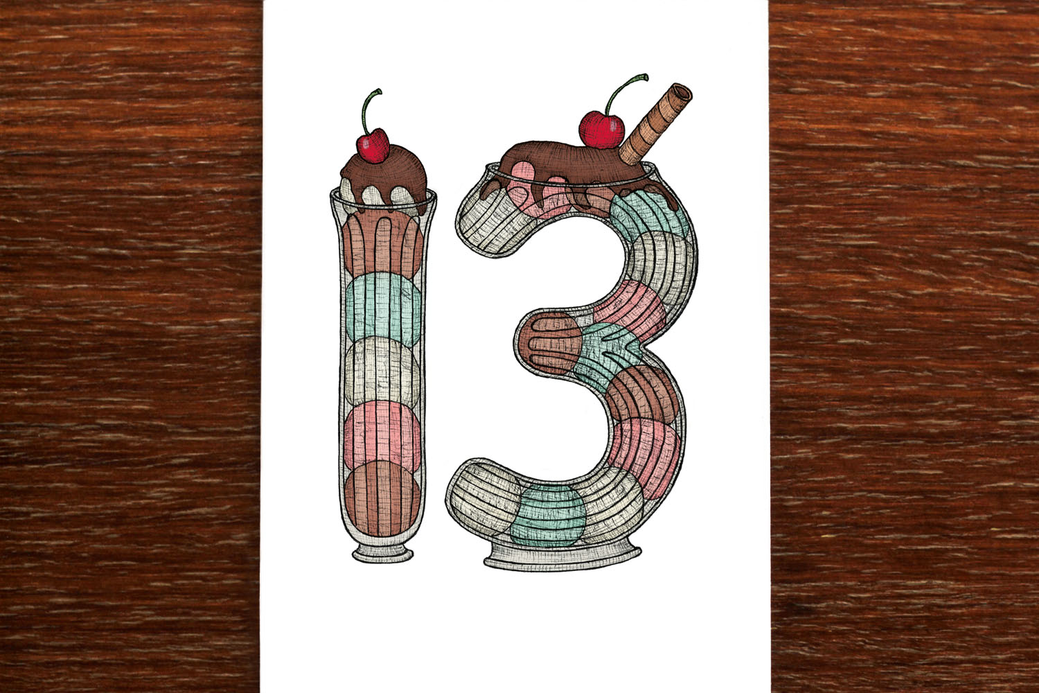 Number Thirteen - 13th Birthday Card