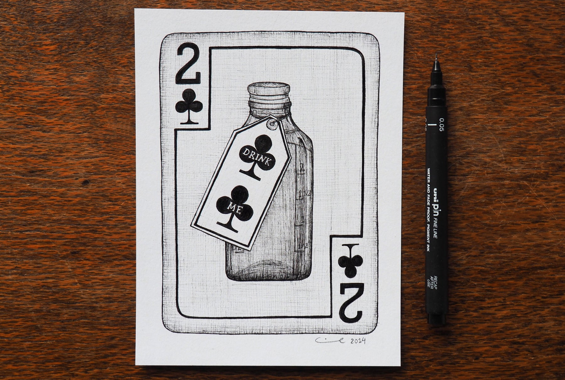 Two of Clubs Original - Alice in Wonderland art