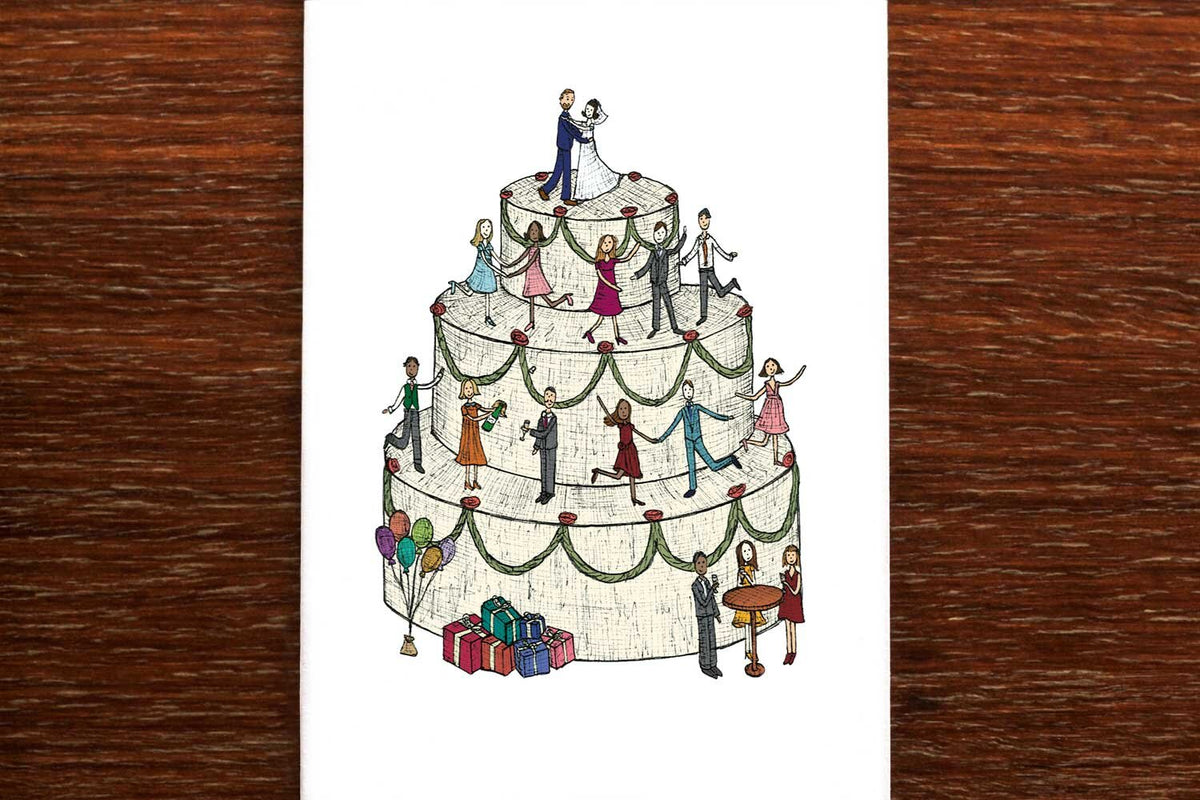 Wedding Cake Bride & Groom - Congratulations Wedding Card
